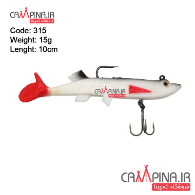 طعمه ژله ای Taixing15 سفید دم قرمز کد 315 طول 10 سانت وزن 15 گرم taixing15-lure-gray-white-redtail-01