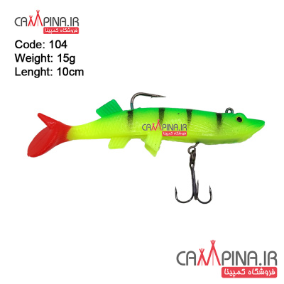 طعمه ژله ای Taixing15 زرد دم قرمز کد 104 طول 10 سانت وزن 15 گرم taixing15-lure-yellow-redtail-01