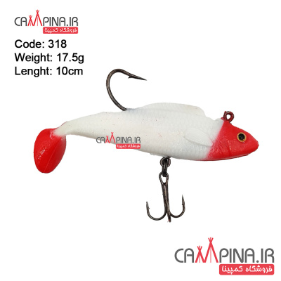 طعمه ژله ای Taixing17 سفید سر قرمز کد 318 طول 10 سانت وزن 17.5 گرم taixing17-lure-gray-white-redtail-01