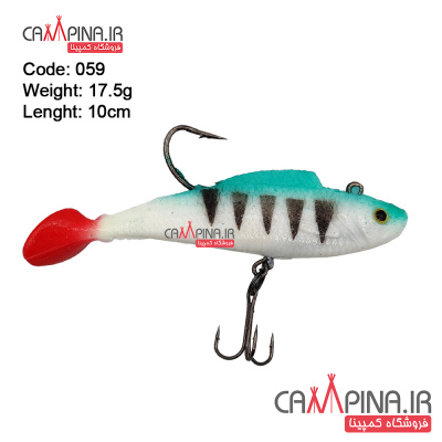 طعمه ژله ای Taixing17 سفید دم قرمز خط دار کد 059 طول 10 سانت وزن 17.5 گرم taixing17-lure-gray-white-redtail-line-01