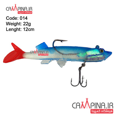 طعمه ژله ای Taixing22 آبی دم قرمز کد 014 طول 12 سانت وزن 22 گرم taixing22-lure-blue-redtail-3